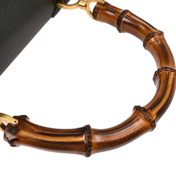 Gucci Dark Green Pigskin Bamboo 2way Handbag - Picture 7 of 10